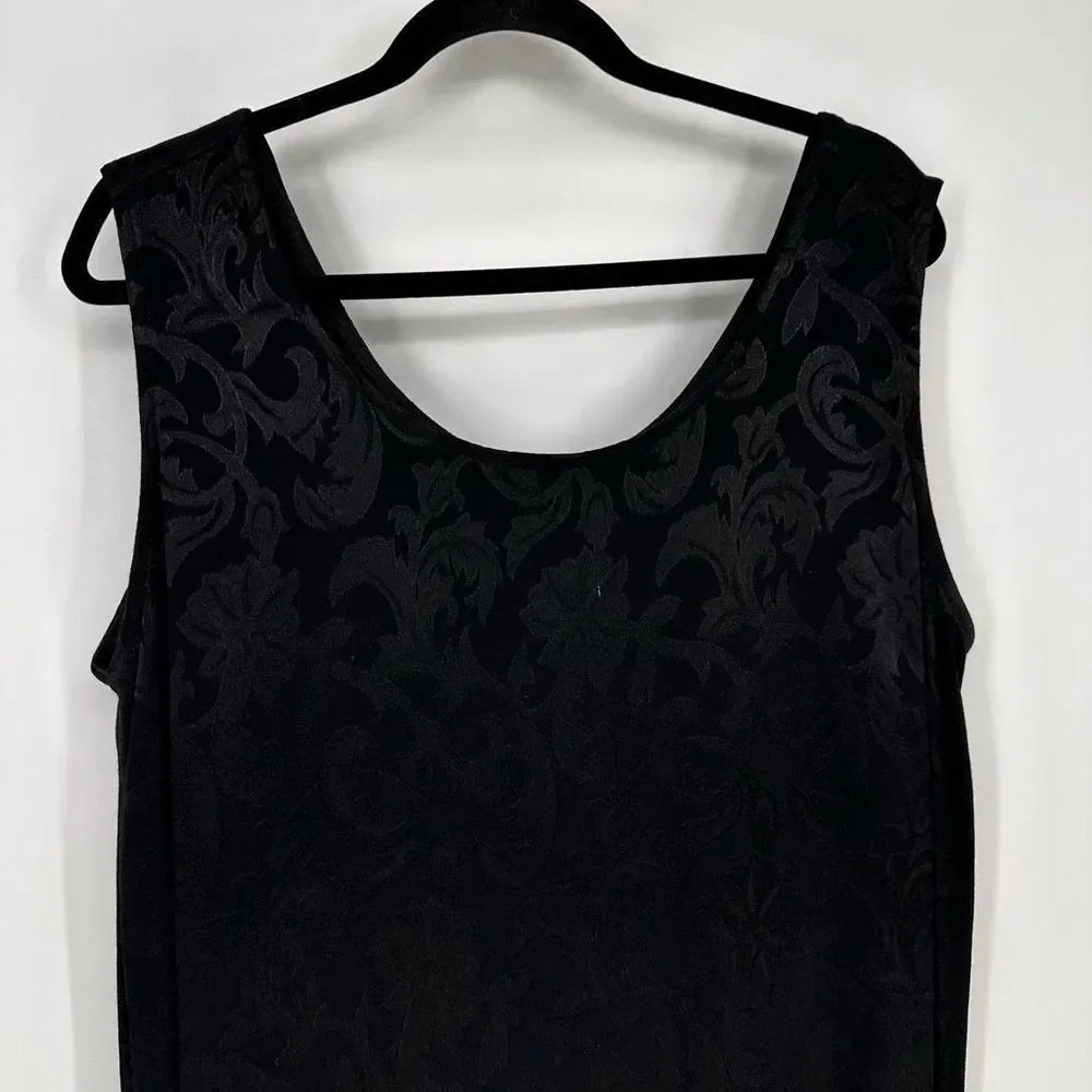 Spencer Alexis Maxi Dress Black Sleeveless Rayon Jacquard Long 1X Black Evening - Picture 5 of 11